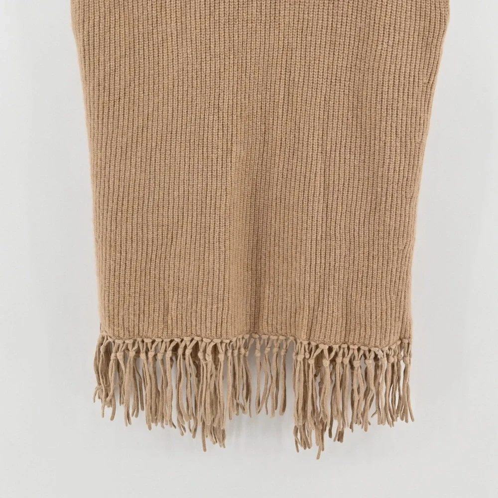 Calypso St Barth Fringe Cardigan Womens Size XS Tan Wool Alpaca Boho Rabbit Hair